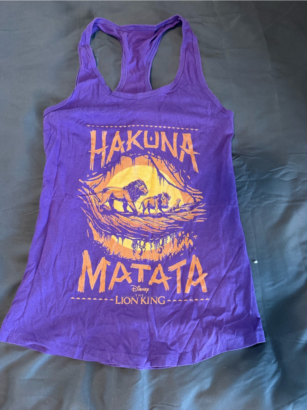 Disney Purple "Hakuna Matata" Lion King Tank Top with Orange Print